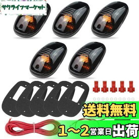 Aoling トラック キャブマーカー、車 ルーフマーカー、キャブマーカー 12V、ルーフマーカー スモーク、オレンジライト 9LED搭載 5個セット