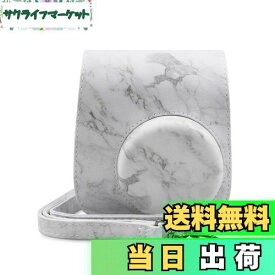 【送料無料】kinokoo チェキケース,Fujifilmチェキinstax mini11ケース instax mini11カメラケース チェキ保護ケース ショルダーストラップ付き PUレザー（グレー大理石）