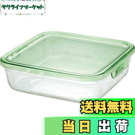 【送料無料】iwaki イワキ 耐熱ガラス 保存容器 グリーン 角型 L 1.2L パック&レンジ KC3248N-G