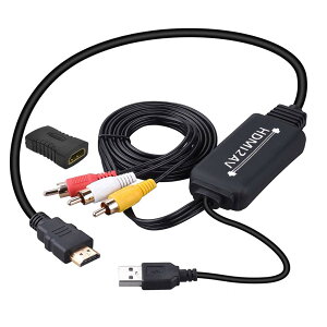 yzHDMI to RCAϊP[u HDMI to AVRo[^fW^ 3RCA/AV ϊP[u TV/HDTV/Xbox/PC/DVD/Blu-ray Player/PAL/NTSCer - HDMI AVRo[^ HDMI RCA R|WbgP[u