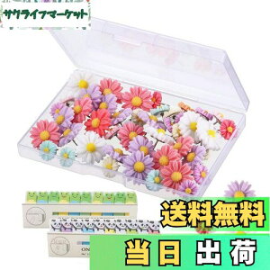 【送料無料】RuiChy プッシュピンタック ストレージ ボックス 付き 装飾 フラワ フラワーサムタック サム タック カラフル マーキングピン ホワイト ボード コルク ボード 写真 壁 地図 掲示板