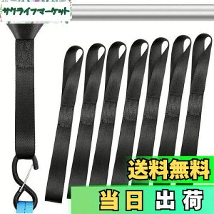 【送料無料】LIKENNY 荷締めベルト タイダウンベルト トランポ 輸送 オートバイ用 タイダウンストラップ 牽引フック ジャッキ 転倒防止 多用途 カーゴベルト 固定 2.5cm × 30cm(8個セット 黒)