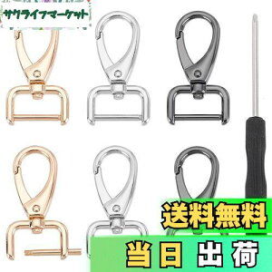 【送料無料】PH PandaHall ナスカン Dカン付き 360度回転 合金製 6個セット キーホルダー金具 高質 光沢感 ドライバー 付き アクセサリーパーツ 修理 交換 クラフトパーツ ゴールド/シルバー/ブラ