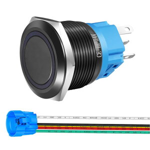 �y���������zKILIGEN 22mm 12-220V 3A���b�`���O����~�����{�^���X�C�b�`�X�e�����X�|���^��1NO 1NC�ǉ��ڑ��v���O