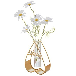 【送料無料】BIRLD ガラス管 フラワーベース 立体 ゴールド フレーム 花器 インテリア 雑貨 一輪挿し 花瓶