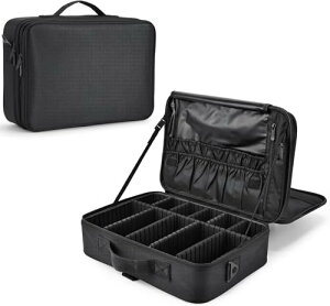 【送料無料】Joligrace メイクボックス コスメボックス 化粧ポーチ メイクポーチ コスメポーチ 化粧箱 化粧品 収納 メイクブラシバッグ 大容量 プロ用 持ち運び (ブラック-Large)