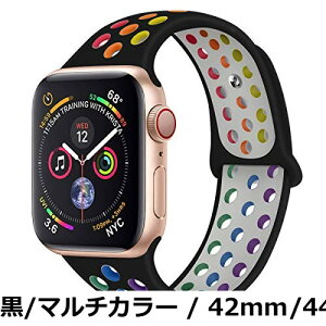 �y���������z[Ankersaila] �o���h �Ή� iWatch,�A�b�v���E�H�b�` �p�X�|�[�c�^�V���R�������o���h Compatible with iWatch Series 7/6/5/4/3/2/1/SE (42mm/44mm/45mm, ��/�}���`�J���[)