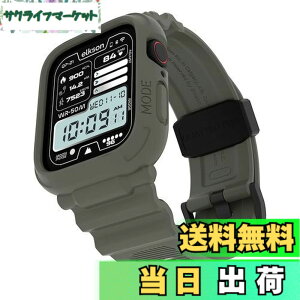 �y���������z[elkson] �A�b�v���E�H�b�` �o���h 45mm 44mm �o���p�[�P�[�X�t�� ���ȃ����Y�o���h Apple Watch SE2 iWatch Series 9 8 7 6 5 4�p, Quattro Pro Series �X�|�[�c�~���^���[�ی�P�[�X �v���e�N�^�[ 