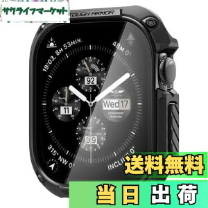 �y���������zSpigen Apple Watch 11 Apple Watch 10 �P�[�X 46mm �K���X ��̌^ �ČRMIL�K�i�擾 ��ʕی� �ϏՌ� ���� �Ռ��z�� ���菝 �h�~ �ی�J�o�[ �^�t�E�A�[�}�[ ACS08603 (�u���b�N)