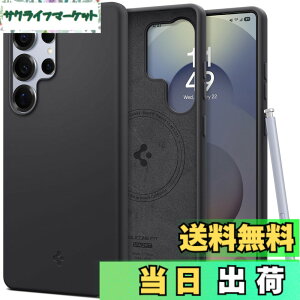 �y���������zSpigen Galaxy S25 Ultra �P�[�X Magfit�Ή� �V���R�� �ϏՌ� �y�� ���^�Ή� TPU �V���R���t�B�b�g�E�}�O�t�B�b�g ACS09017 (�u���b�N)