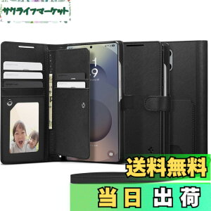�y���������zSpigen Galaxy S25 Ultra �P�[�X �蒠�^ �ϏՌ� �ČRMIL�K�i�擾 ���X�g���b�v�t�� �J�[�h���[ �σL�Y �����v �Ռ��z�� �E�H���b�gS ACS09124 (�u���b�N)