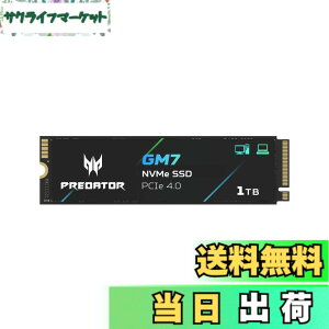 �y���������zAcer Predator M.2 SSD GM7 NVMe2.0 2280 PCIe Gen4x4 ������(�ő�ǂݎ��F7400MB/s�A�ő发�����݁F6500MB/s) ����SSD ���ϋv 3D NAND TLC PS5/PS5 Pro����m�F�ς� ���[�J�[5�N �T�C�Y�F1TB