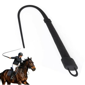 【送料無料】乗馬鞭 レザー 鞭 乗馬用 おしゃれゴム製の馬の鞭、長さの柔らかくて強い屋外の護身用の鞭、ダイヤモンドハンドルの馬術の馬の鞭の作物、多機能 馬の訓練や乗馬のための乗馬用アクセサリー 乗馬用品 色：黒は短いです