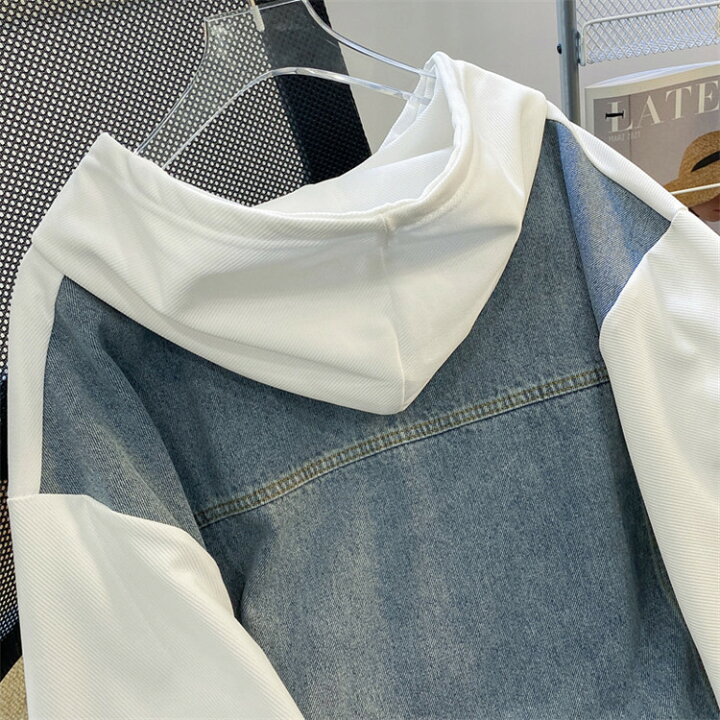 楽天市場】パーカー レディース スウェット と デニム の 切替 