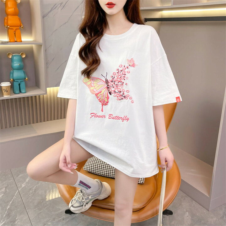 楽天市場】Tシャツ 刺繍 レディース トップス カットソー プルオーバー 