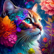 ダイヤモンドアート キット 猫 横顔 花 Part2 スクエアビーズ 四角ビーズ 丸ビーズ ABビーズ ダイアモン…