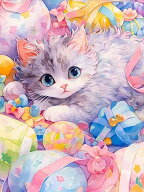 ダイヤモンドアート キット 四角ビーズ 丸ビーズ 猫 可愛い パステル Easter ダイアモンドアート スクエ…