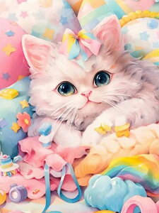 ダイヤモンドアート キット 四角ビーズ 猫 可愛い もふもふ fluffy kitty ダイアモンドアート スクエア ダイヤモンドペインティング ビーズ 刺繍キット セット 動物 送料無料