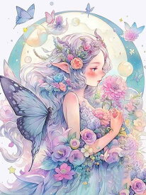 ダイヤモンドアート キット 四角ビーズ フラワーフェアリー Fairy 妖精 ダイアモンドアート ABビーズ スクエア ダイヤモンドペインティング ビーズ 刺繍キット セット オーロラビーズ 可愛い 送料無料