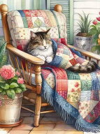 ダイヤモンドアート キット 猫 キルト Cats with Quilts 四角ビーズ 丸ビーズ 可愛い ダイアモンドアート…