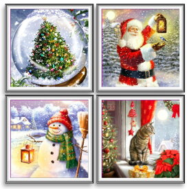 ダイヤモンドアート クリスマス 猫 サンタクロース クリスマスツリー スノーマン 初心者 かわいい ミニ ダイヤモンドペインティング ダイアモンドアート ビーズ刺繍 趣味 ハンドメイド 工作 手芸 送料無料