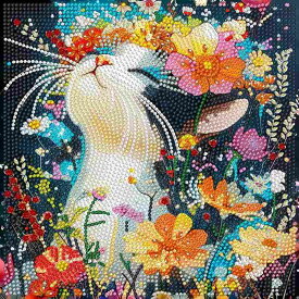 ダイヤモンドアート キット ラメビーズ 猫 FELINE 可愛い 花 初心者 部分貼り 刺繍キット ダイヤモンドペインティング キット ダイアモンドアート ビーズ刺繍キット セット インテリア 趣味 ハンドメイド 手芸 送料無料