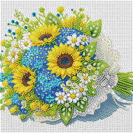 ダイヤモンドアート キット ラメビーズ 向日葵のブーケ Bouquet 可愛い 花 初心者 部分貼り 刺繍キット …