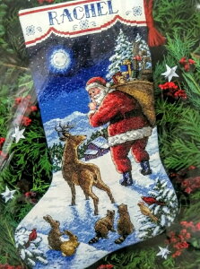 クロスステッチキット クリスマス アメリカ DIMENSIONS クロスステッチ 刺繍キット クリスマス ストッキング Santa's Arrival サンタクロースの到着 冬 森の動物 うさぎ 鹿 鳥 ディメンションズ 刺