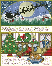 クロスステッチキット クリスマス イブ サンタクロース クリスマスツリー 幸せな夜 猫 ネズミ 夜空 初心者 中級 刺しゅうキット 刺繍キット セット 手芸 送料無料