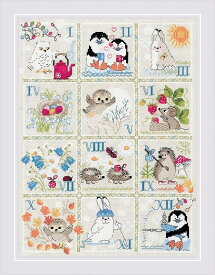 クロスステッチキット 動物 カレンダー Riolis 刺繍キット かわいい ペンギン フクロウ リオリス 初心者 送料無料