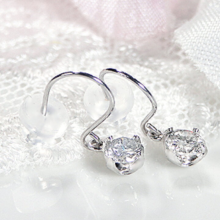 楽天市場】Pt900 プラチナ 一粒ダイヤモンド フック ピアス【0.5ct 