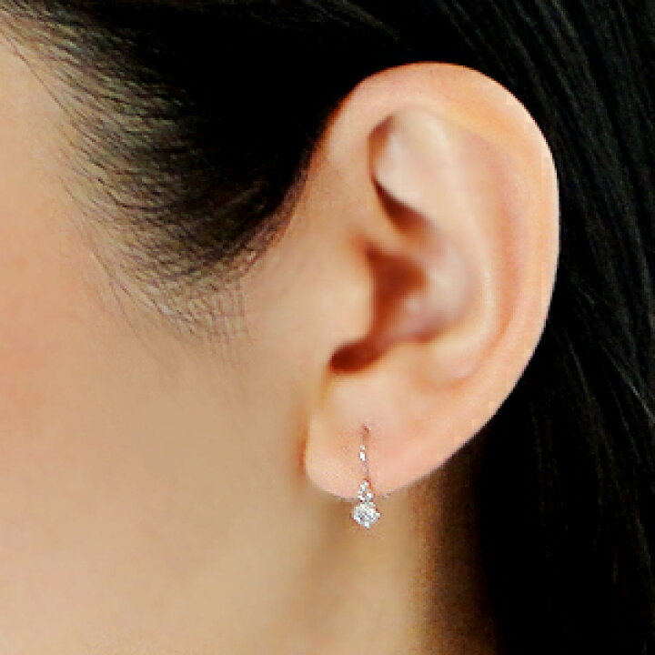 楽天市場】Pt850 プラチナ 一粒ダイヤモンド フック ピアス【0.2ct