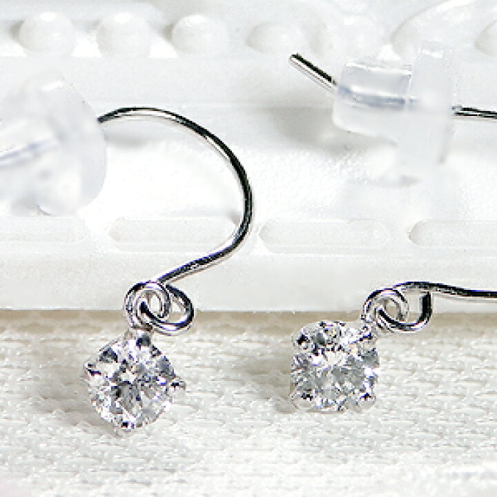 楽天市場】Pt850 プラチナ 一粒ダイヤモンド フック ピアス【0.2ct 