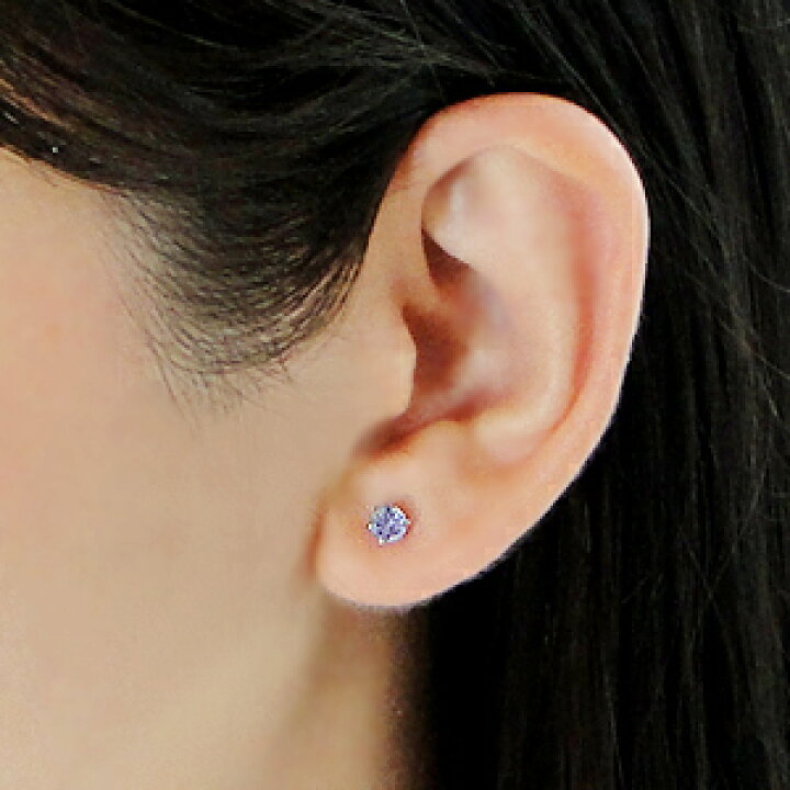 楽天市場】Pt900 プラチナ 一粒 タンザナイト スタッド ピアス【0.5ct 