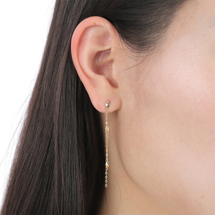 楽天市場】【10金 レース ロング チェーン ピアス 両耳】10k K10 