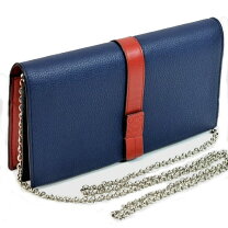LOEWE ロエベ ヴァーティカル チェーンウォレット ネイビー×レッド 長財布