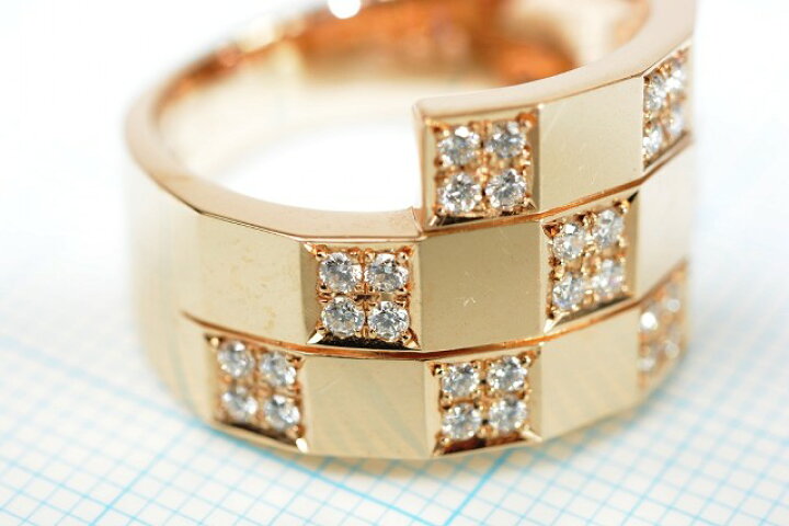 楽天市場】芝田悦美 チェッカーリング K18PG ダイヤ リング 0.36ct  