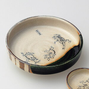 鳥獣戯画 高山寺 15cm 織部平鉢 14.8cmx4cm 日本製