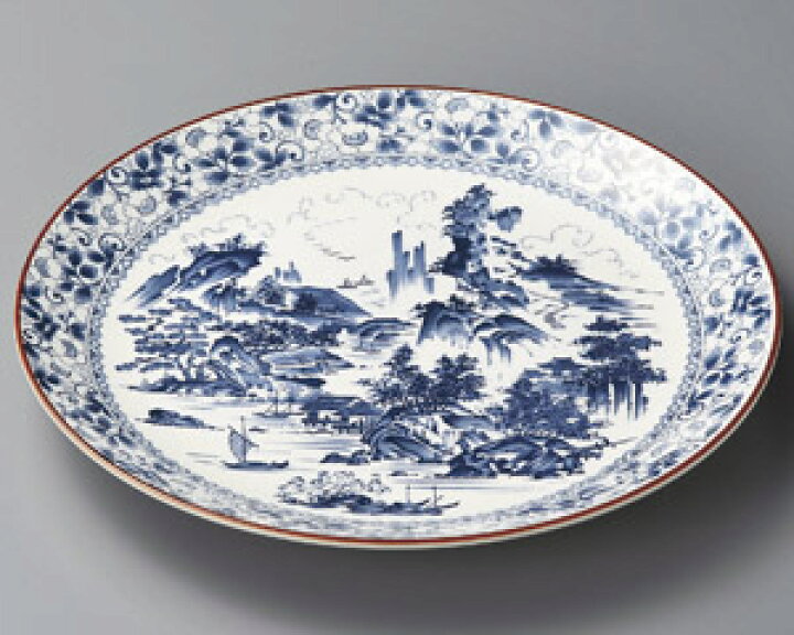 楽天市場】37cm 万古山水 特大皿日本製さしみ ふぐ刺し お惣菜の 