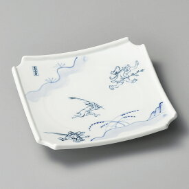 鳥獣戯画 高山寺 18cm 隅切皿 14.8cmx4cm 日本製 正角 前菜皿