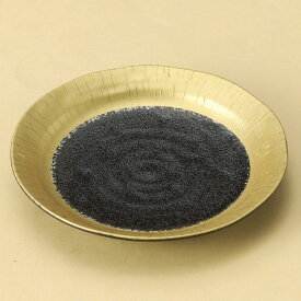 16cm 黒潮金彩 丸皿　16.3x2.5cm　日本製 取り分け皿　和菓子 水菓子 前菜皿