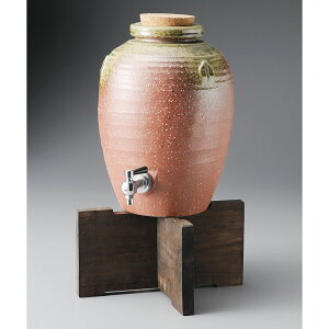 業務用3升 伊賀釉 6300cc 木台付サーバー (台付高さ 44cm)上手な保管 熟成で焼酎をさらに美味しく まろやかに!日本製 保存用かめ お酒のタンクパーティー 宴会 居酒屋 店舗向けたっぷり入る大