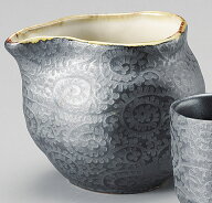銀彩唐草 冷酒器11.3x9x9cm 約400cc　日本製 冷酒器 注器 広口徳利日本酒 吟醸酒 焼酎 にごり酒 梅酒 ど…