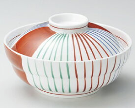 14.5cm 赤間取十草 平蓋向 14.4x8cm　日本製 蓋付盛り鉢　煮物鉢　蓋碗