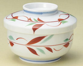 赤絵 つた花 平蒸し茶碗 11.5x8.2cm 350cc 日本製具だくさんの茶碗むし 温かい蒸し物 ヘルシーな蒸し料理平型碗 蒸し碗 大き目茶碗蒸し容器