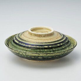 21cm 織部 骨蒸 21x8cm 日本製平型碗 煮物碗 蓋もの 蒸し碗 蓋物