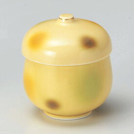黄釉三色吹 丸小蒸し碗 6.4x8.5cm 約130cc 　日本製の逸品