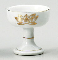 白磁 金はす 6cm 仏飯器6x6.2cm 日本製 神具 仏具 葬祭用具が特別価格湯呑 仏花 榊立 飯器 水玉 ローソク…