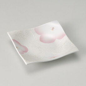 17cm ラスター 花香 銘々皿 17x17x3.5cm 日本製　オードブル 刺身 お惣菜の盛り付け華やかな色彩の角皿