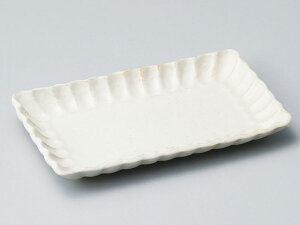 白釉菊花 21cm 焼物 長角皿 21×13×2.5cm 日本製 焼き魚 焼き鳥 揚げ物 お惣菜の盛り合わせに